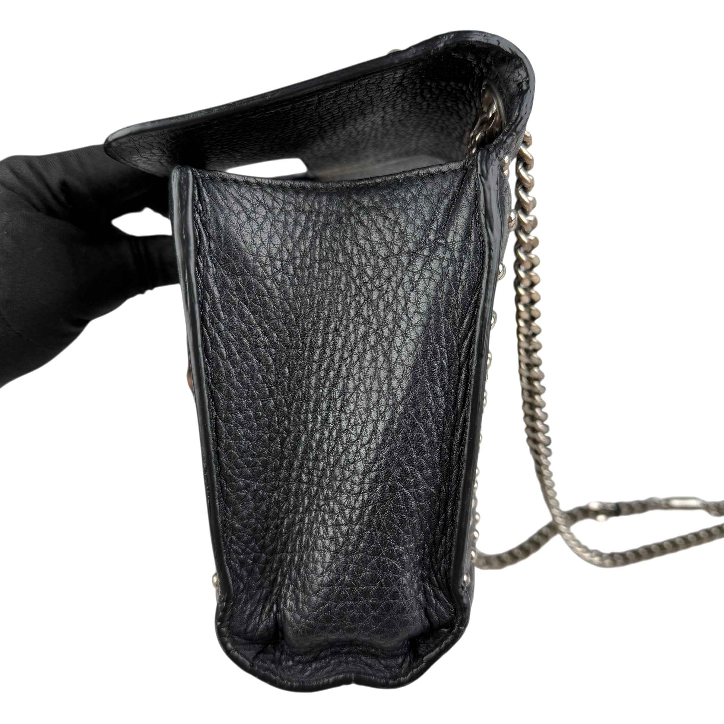 Gucci Black Studded Leather Miss Bamboo Shoulder Bag