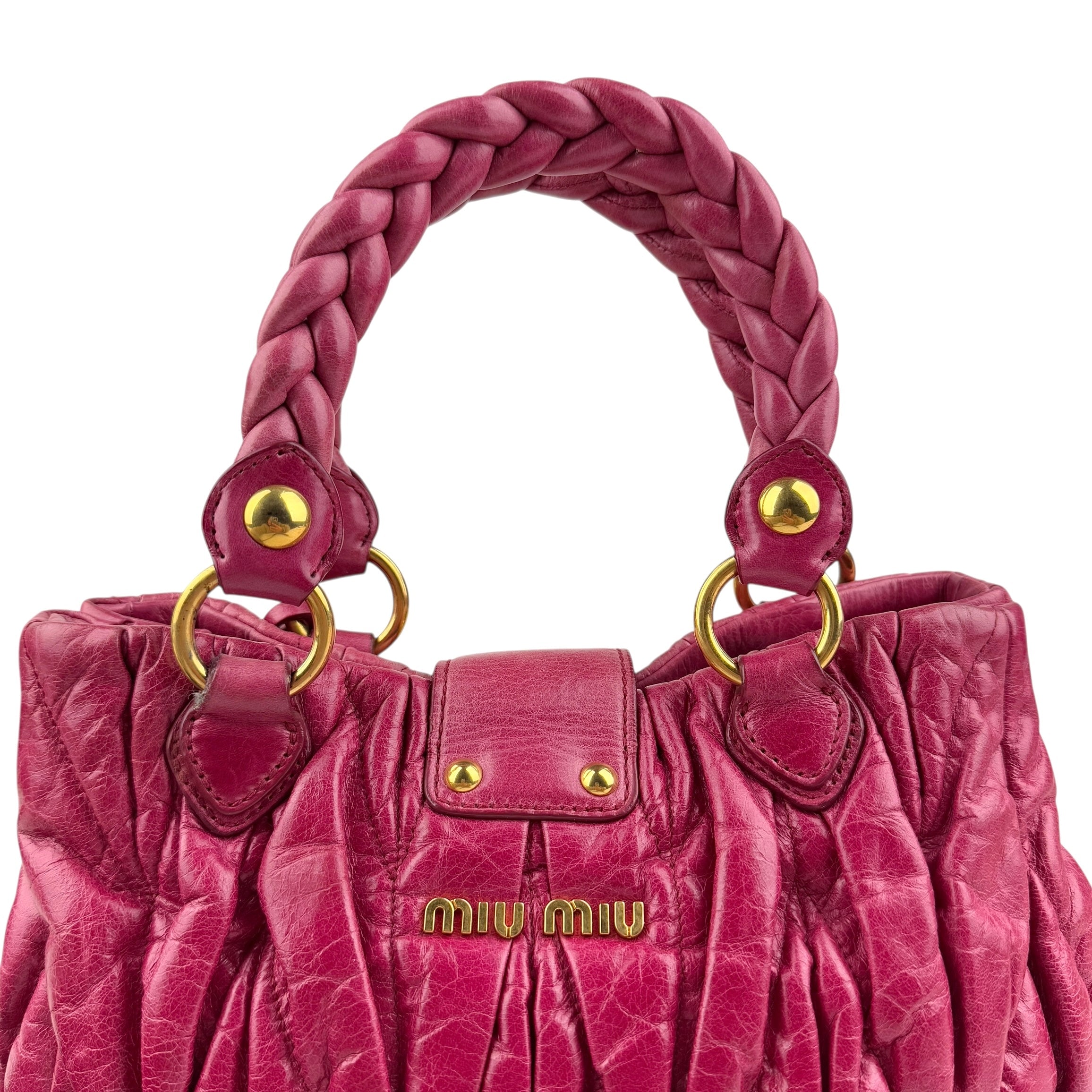 Pre-owned miu miu matelasse two-handle shoulder bag front