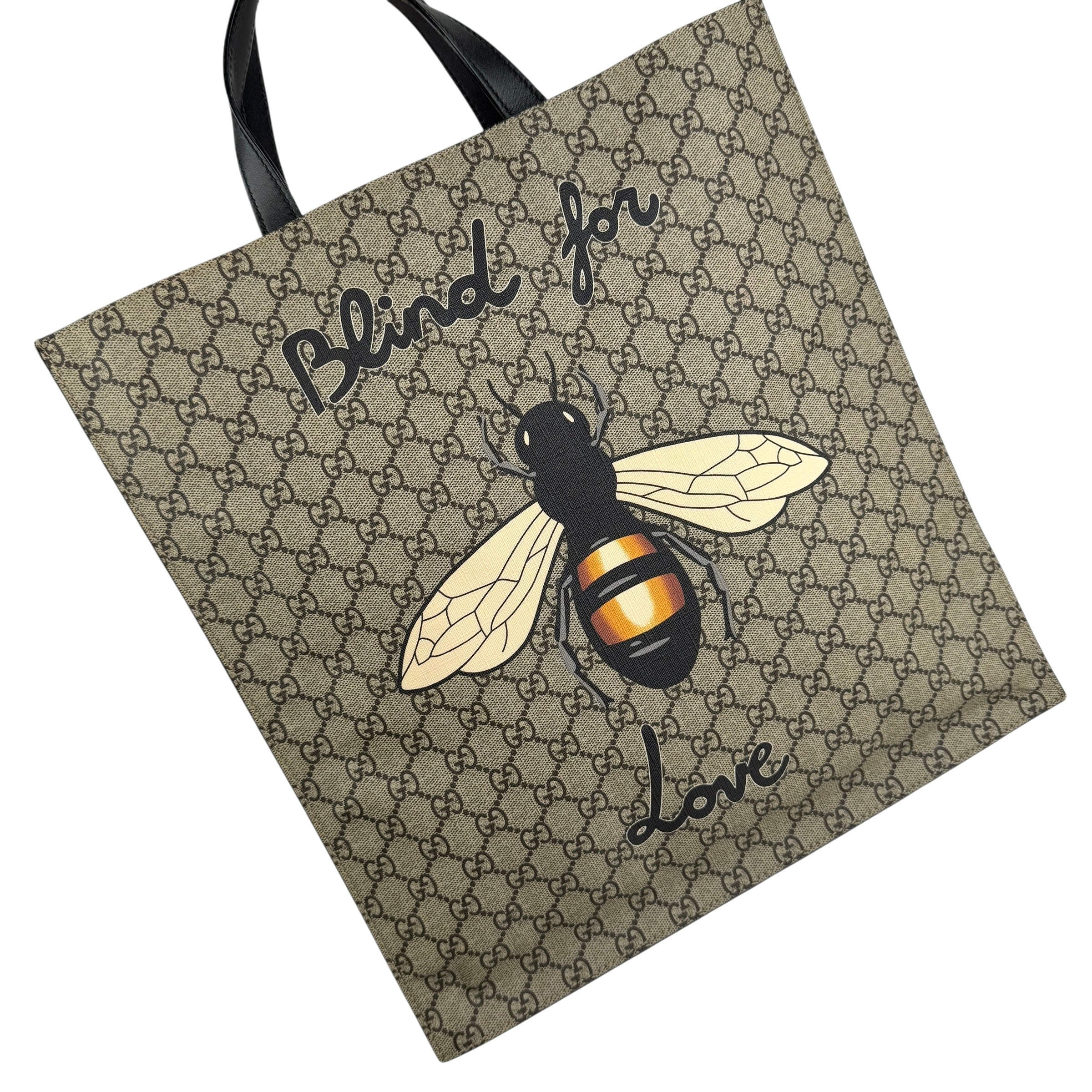 Pre-owned gucci-handbag-shoulder-bag-bee-print-brown-black