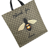 Pre-owned gucci-handbag-shoulder-bag-bee-print-brown-black