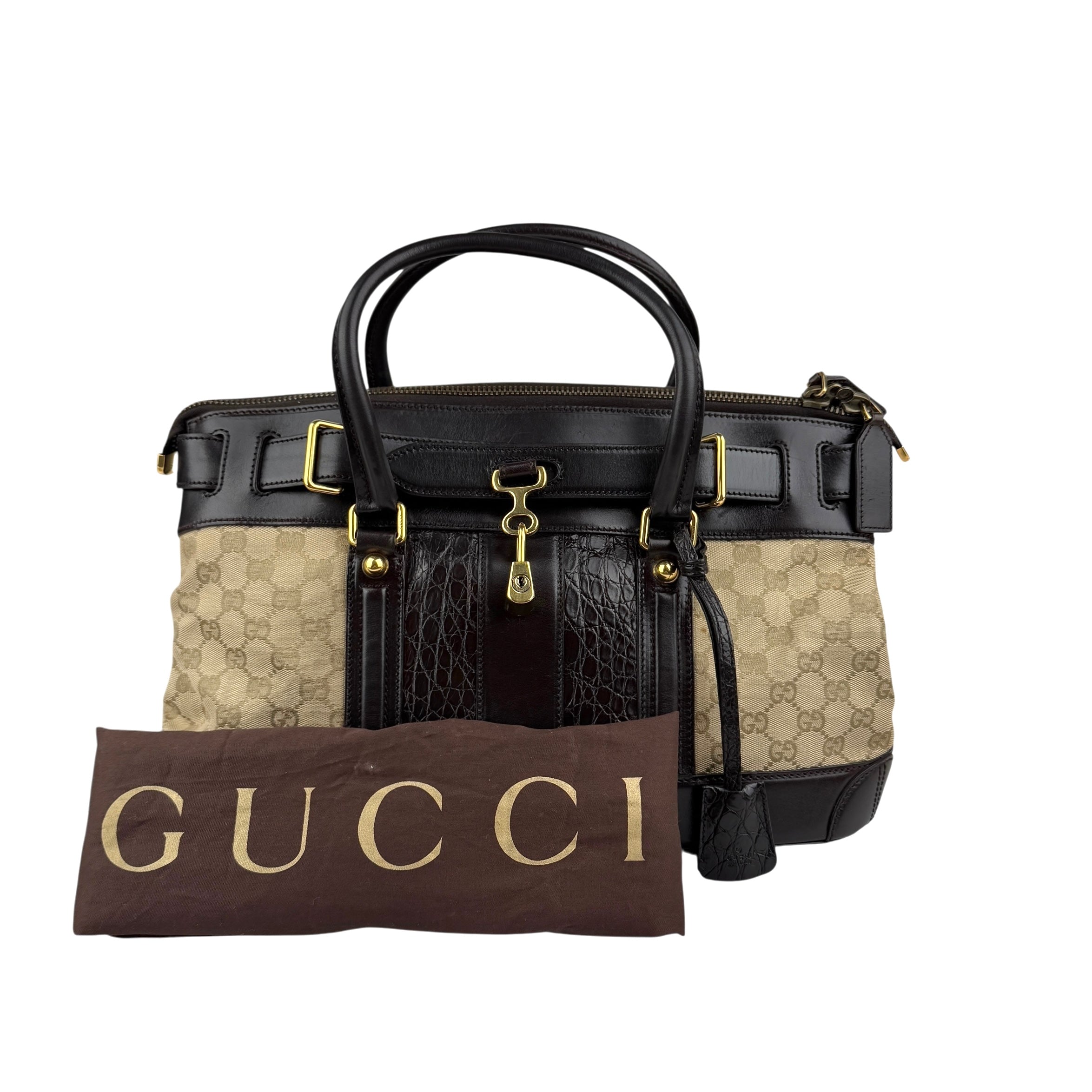 Pre-owned gucci-gg-canvas-body-bag-brown back view