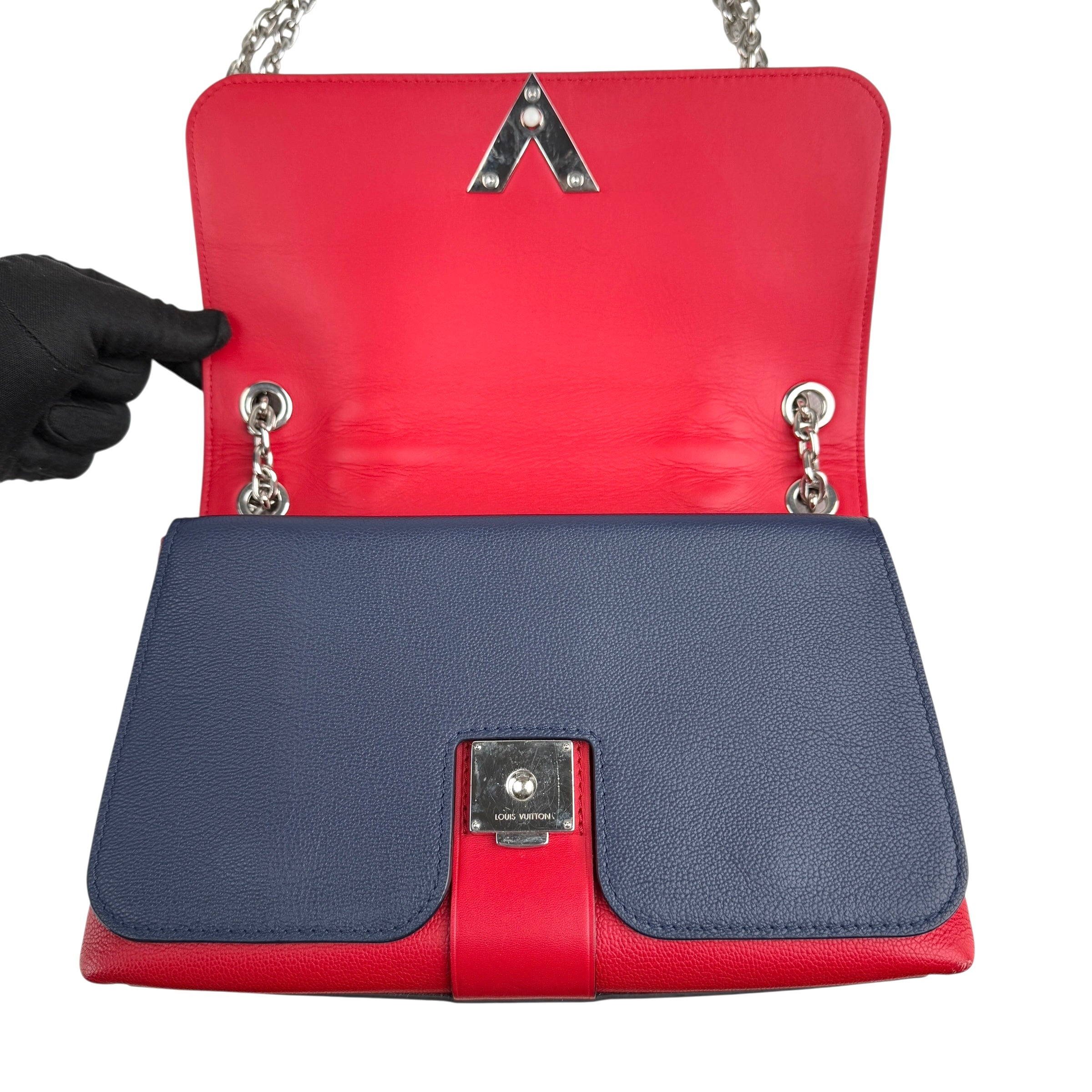 Pre-owned louis-vuitton-rubis-blue-monogram-leather-very-chain-bag