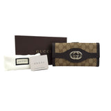 Pre-owned gucci-beige-brown-gg-canvas-leather-wallet back view