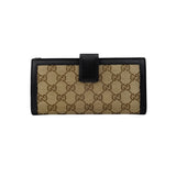 Pre-owned gucci-beige-brown-gg-canvas-leather-wallet