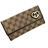 Pre-owned gucci-lovely-brown-canvas-leather-long-wallet