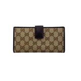 Pre-owned gucci-lovely-brown-canvas-leather-long-wallet back view