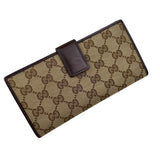 Pre-owned gucci-lovely-brown-canvas-leather-long-wallet