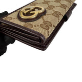 Pre-owned gucci-lovely-brown-canvas-leather-long-wallet