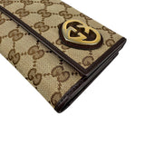 Pre-owned gucci-lovely-brown-canvas-leather-long-wallet