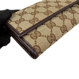 Pre-owned gucci-lovely-brown-canvas-leather-long-wallet