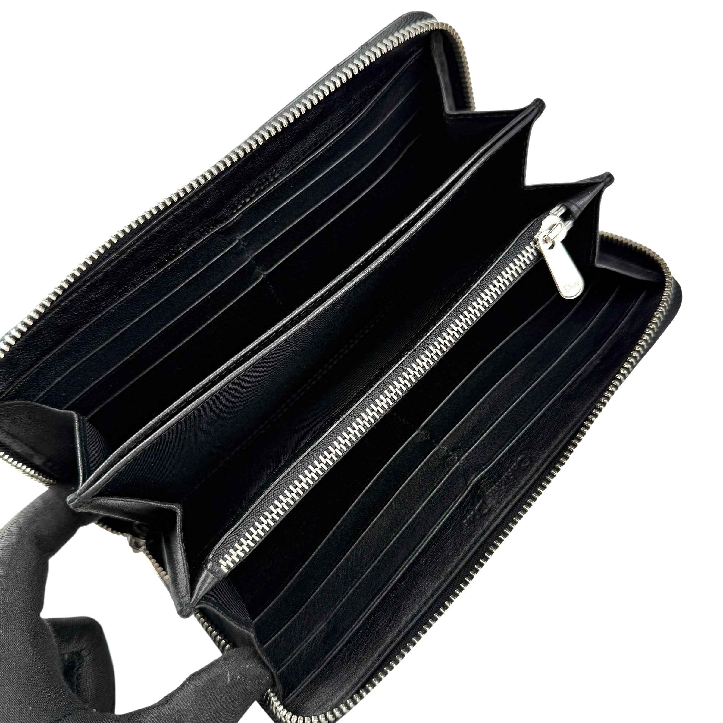 Dior Cannage Patent Lady Dior Wallet Black