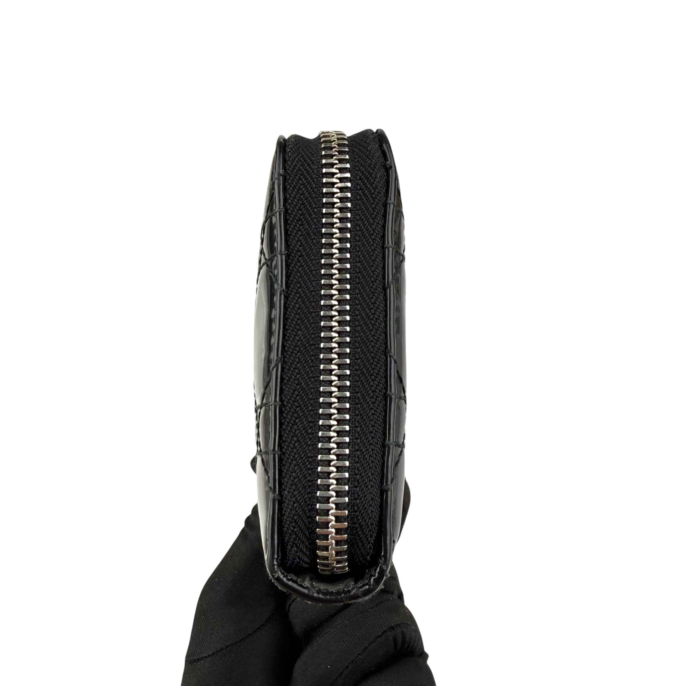 Dior Cannage Patent Lady Dior Wallet Black