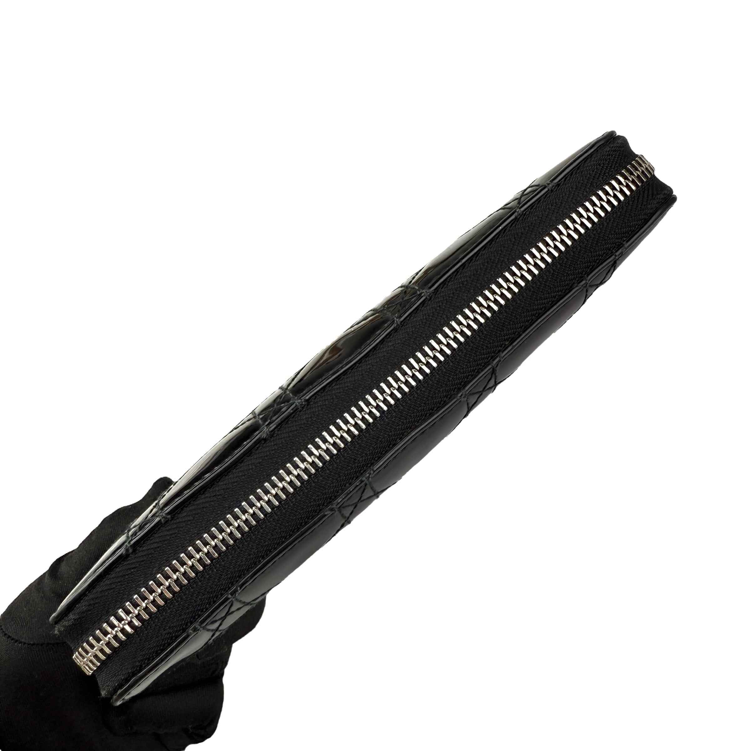 Dior Cannage Patent Lady Dior Wallet Black