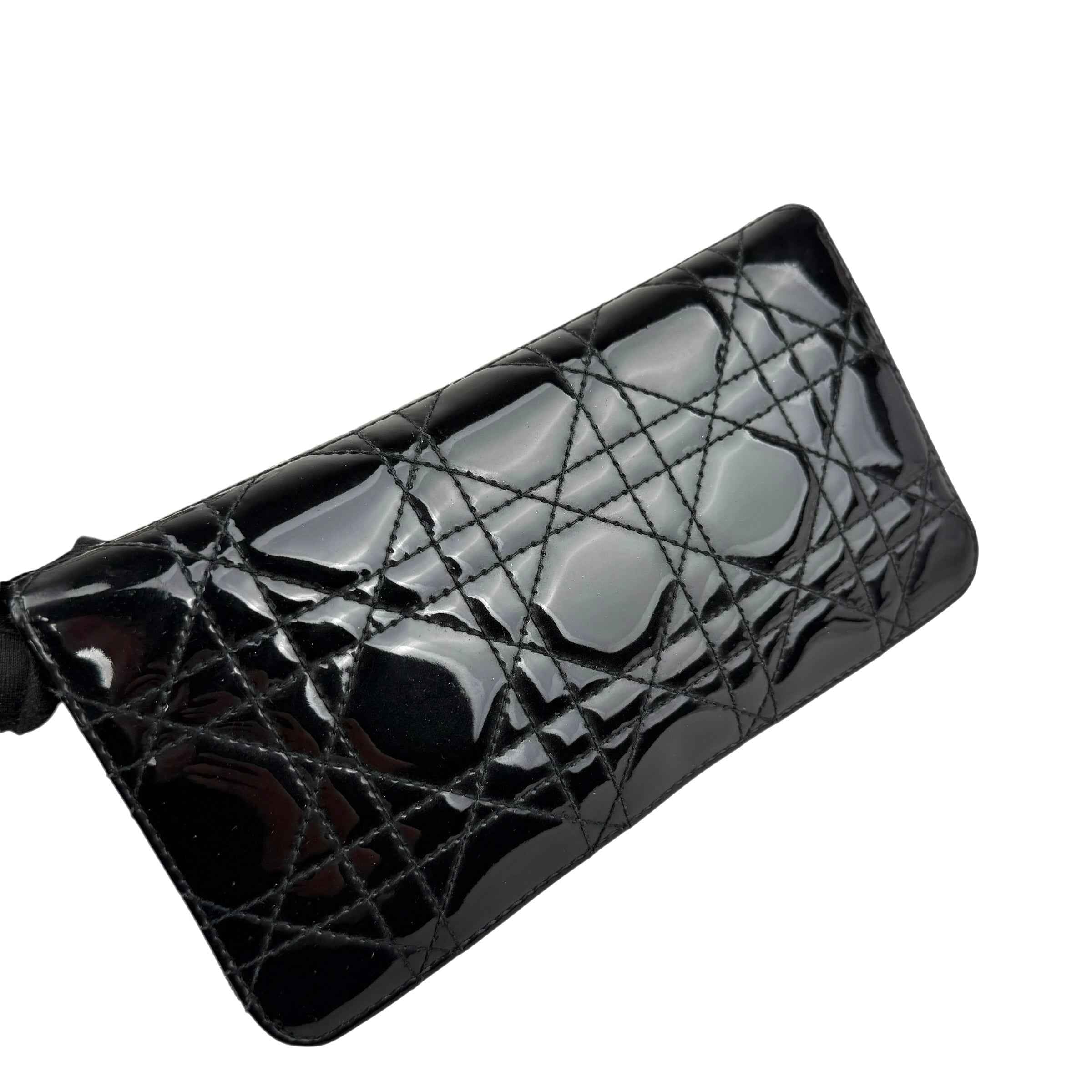 Dior Cannage Patent Lady Dior Wallet Black