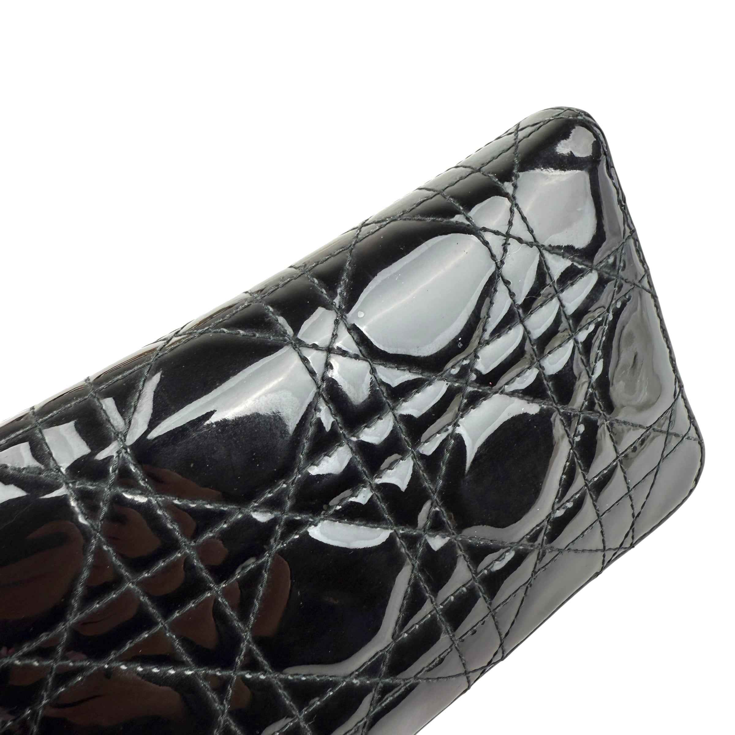 Dior Cannage Patent Lady Dior Wallet Black