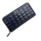 Prada calfskin zip around wallet