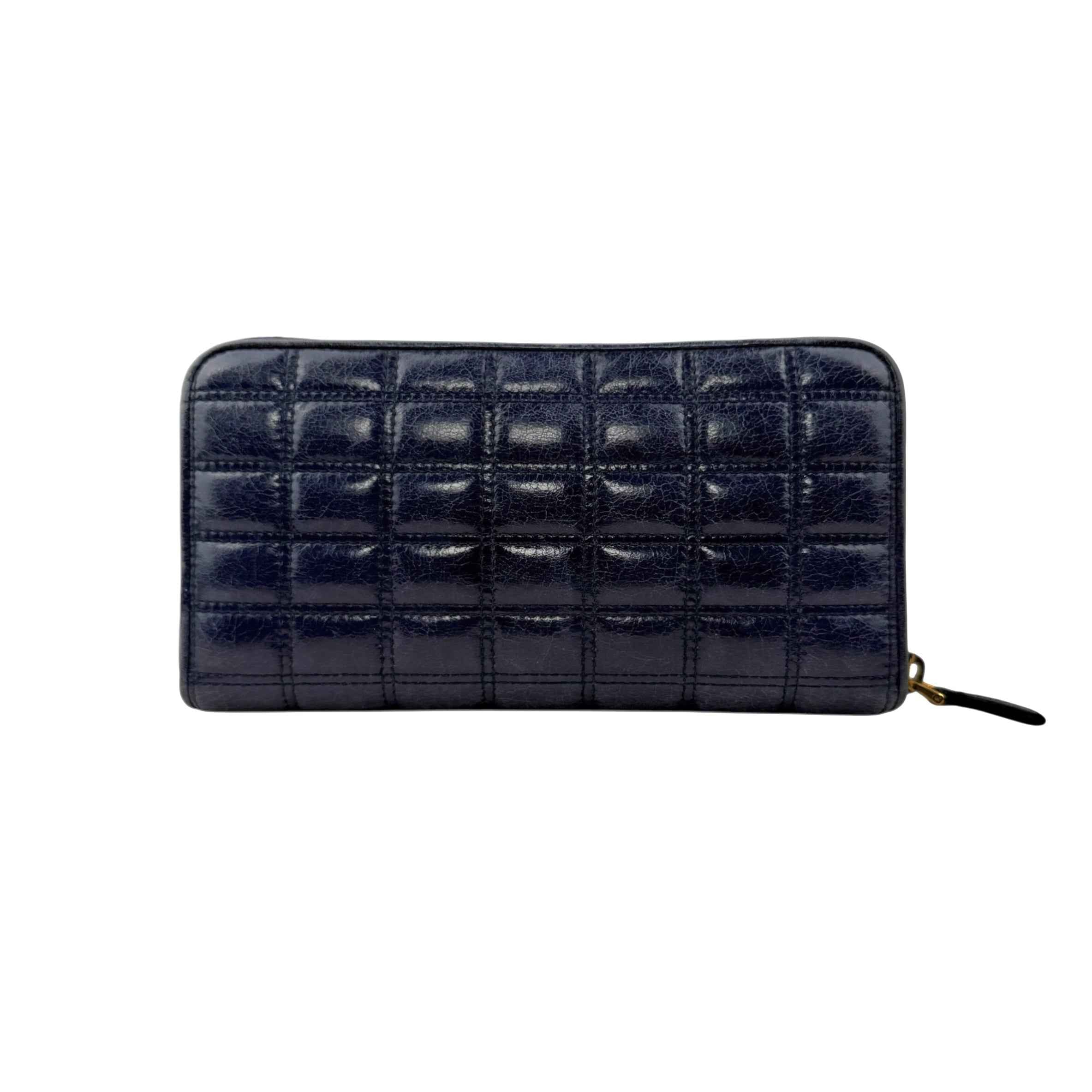 Prada calfskin zip around wallet