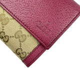 Gucci Calfskin GG Monogram Continental Wallet Beige Fuchsia