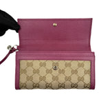 Gucci Calfskin GG Monogram Continental Wallet Beige Fuchsia