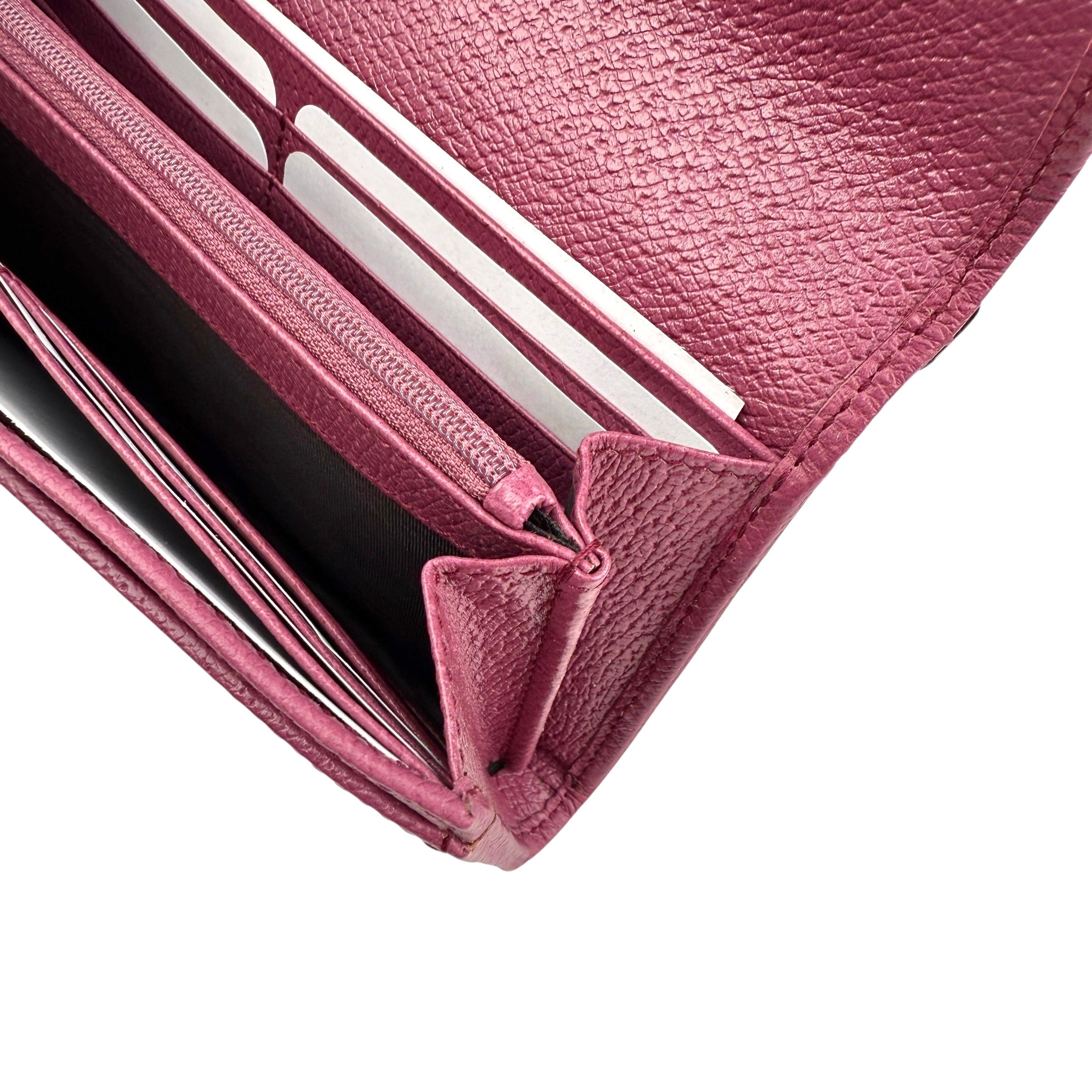 Gucci Calfskin GG Monogram Continental Wallet Beige Fuchsia
