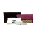 Gucci Calfskin GG Monogram Continental Wallet Beige Fuchsia