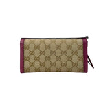 Gucci Calfskin GG Monogram Continental Wallet Beige Fuchsia