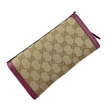 Gucci Calfskin GG Monogram Continental Wallet Beige Fuchsia