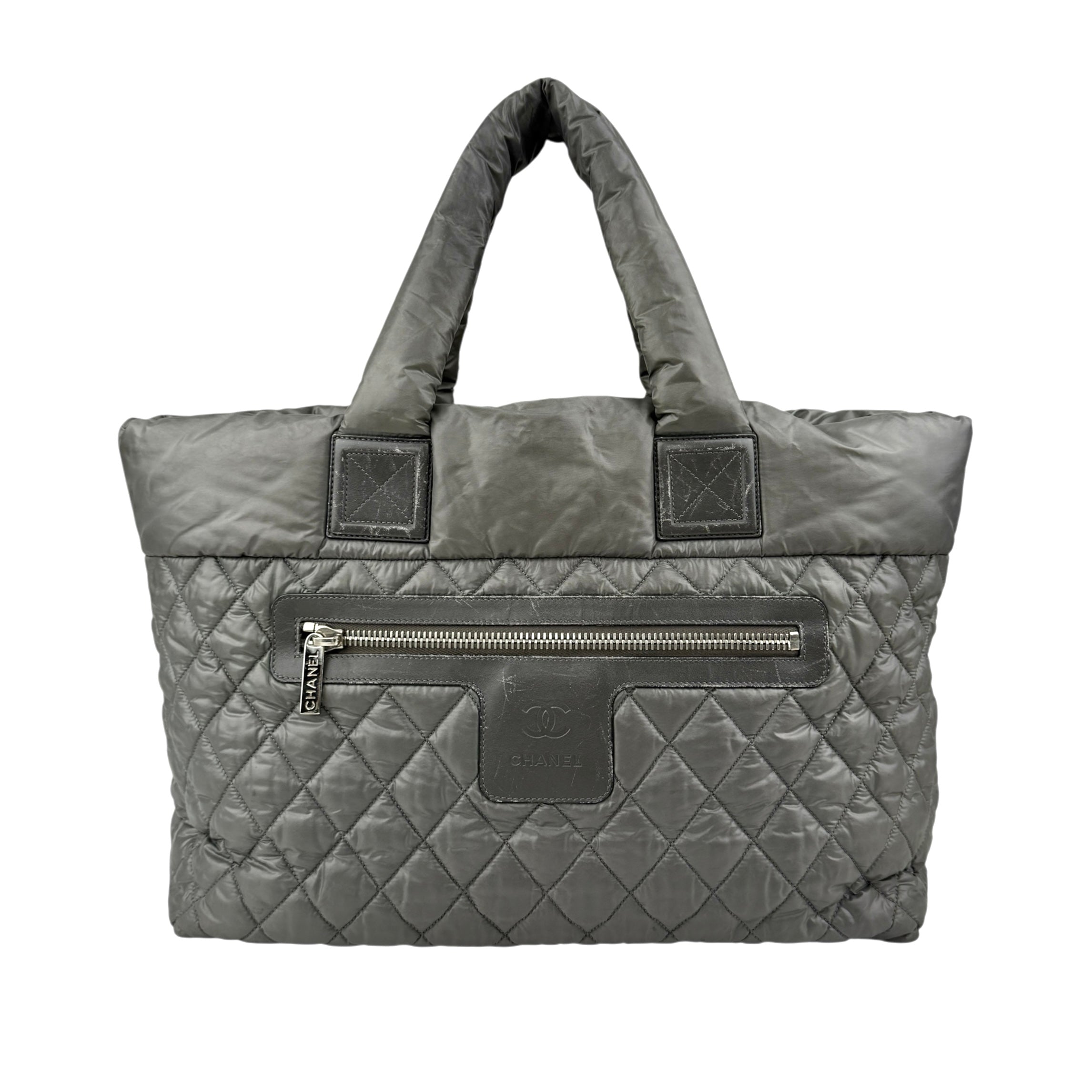 chanel coco cocoon nylon khaki tote bag back