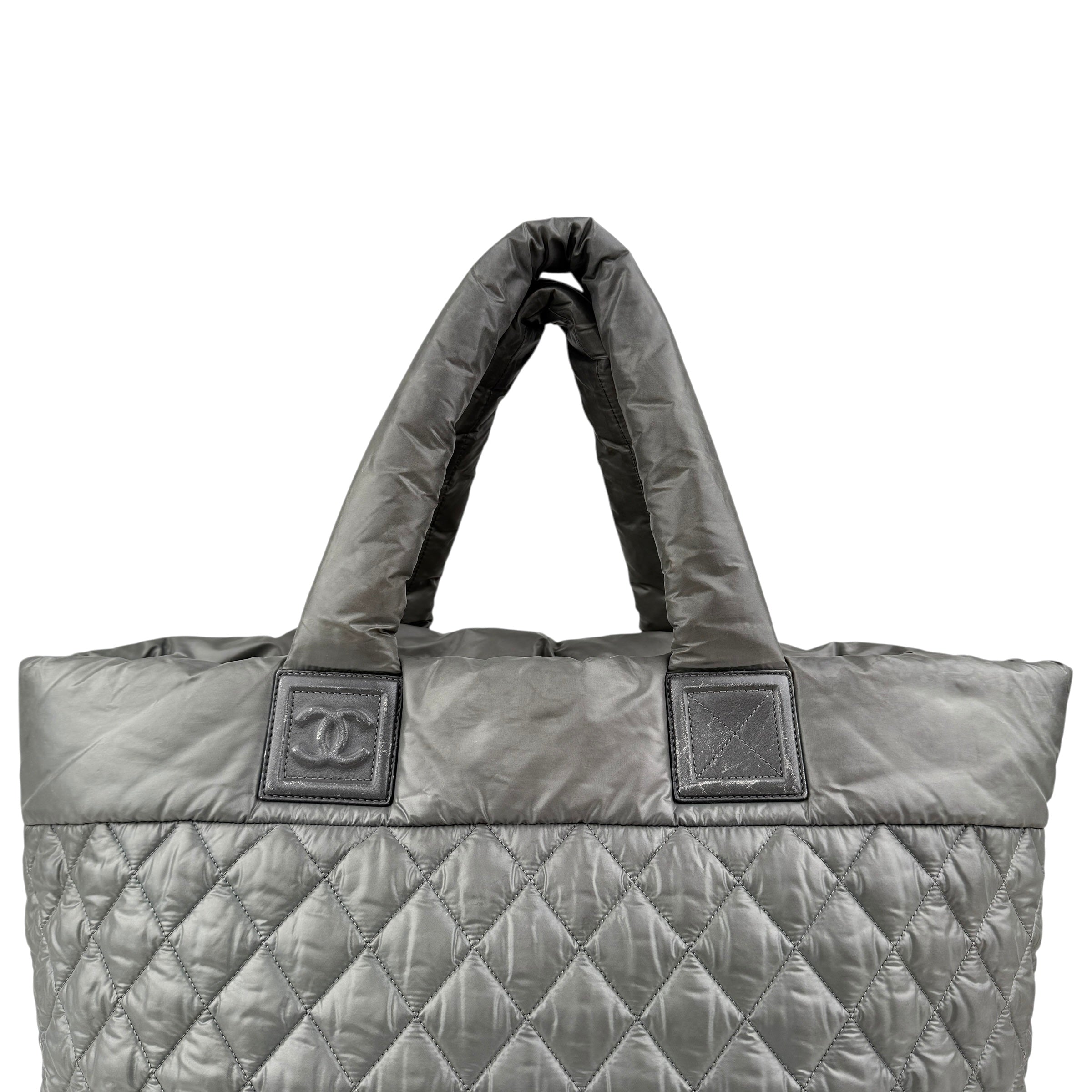 Pre-owned chanel coco cocoon nylon khaki tote bag front