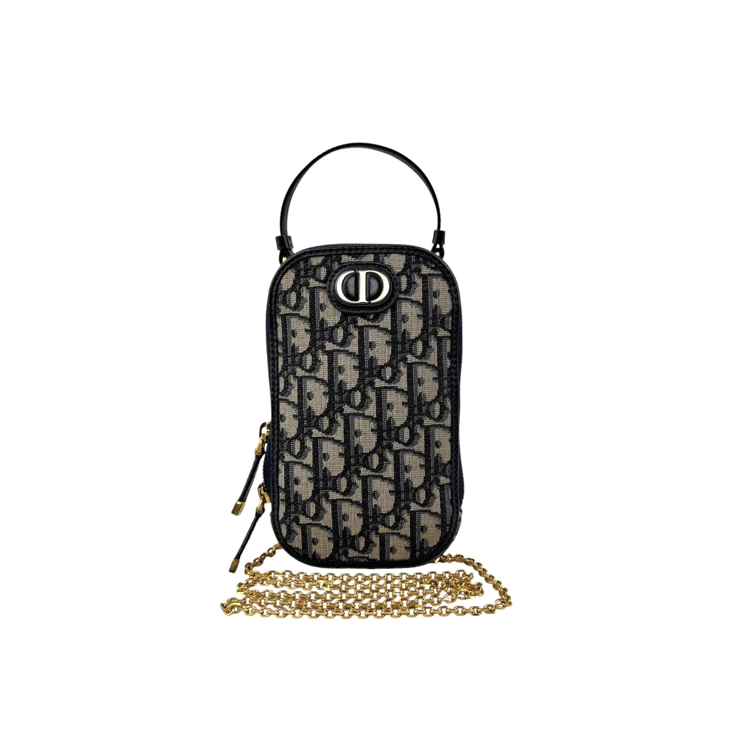 Christian Dior Oblique Canvas Montaigne Call in Dior Phone Holder satchel