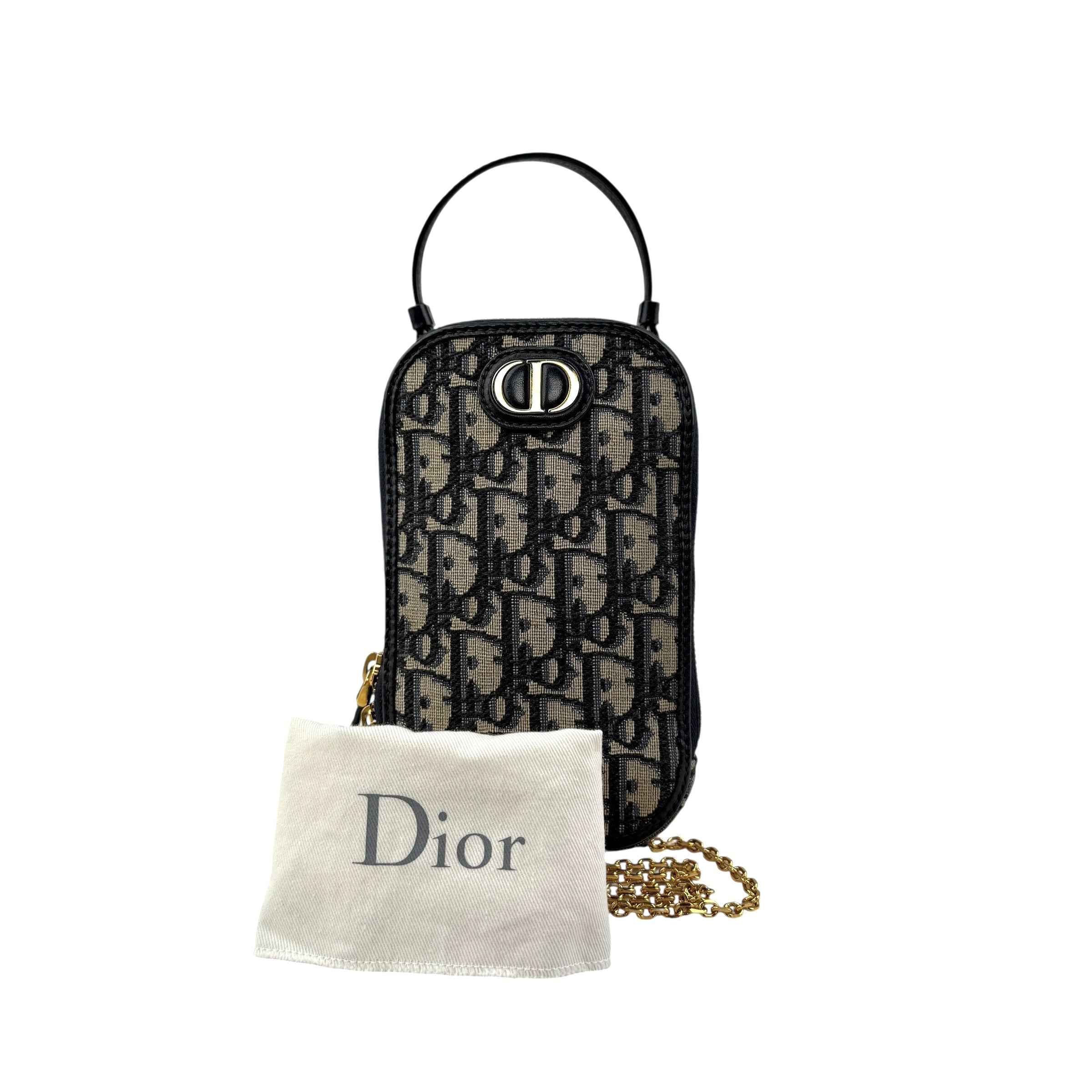 Christian Dior Oblique Canvas Montaigne Call in Dior Phone Holder satchel