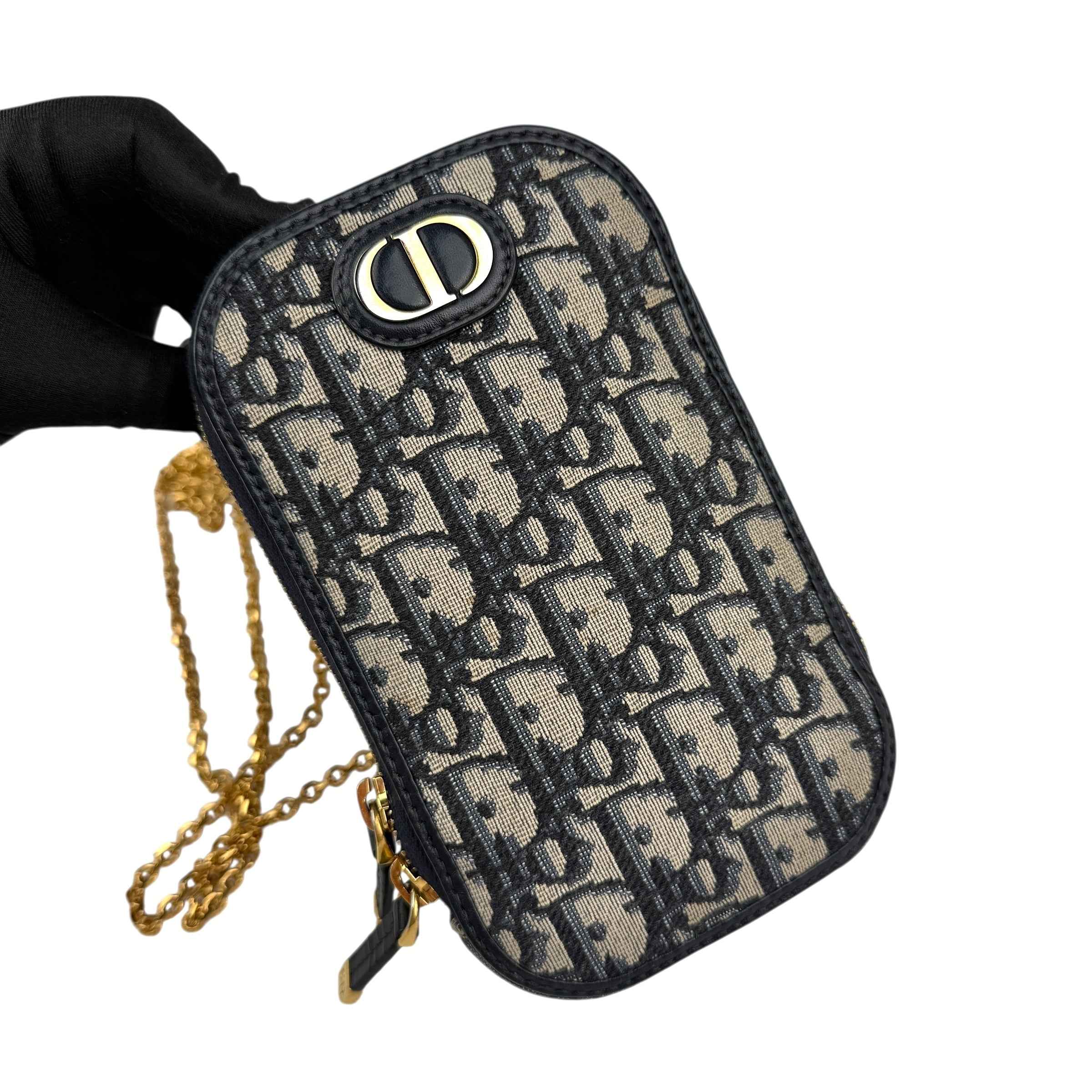 Christian Dior Oblique Canvas Montaigne Call in Dior Phone Holder satchel