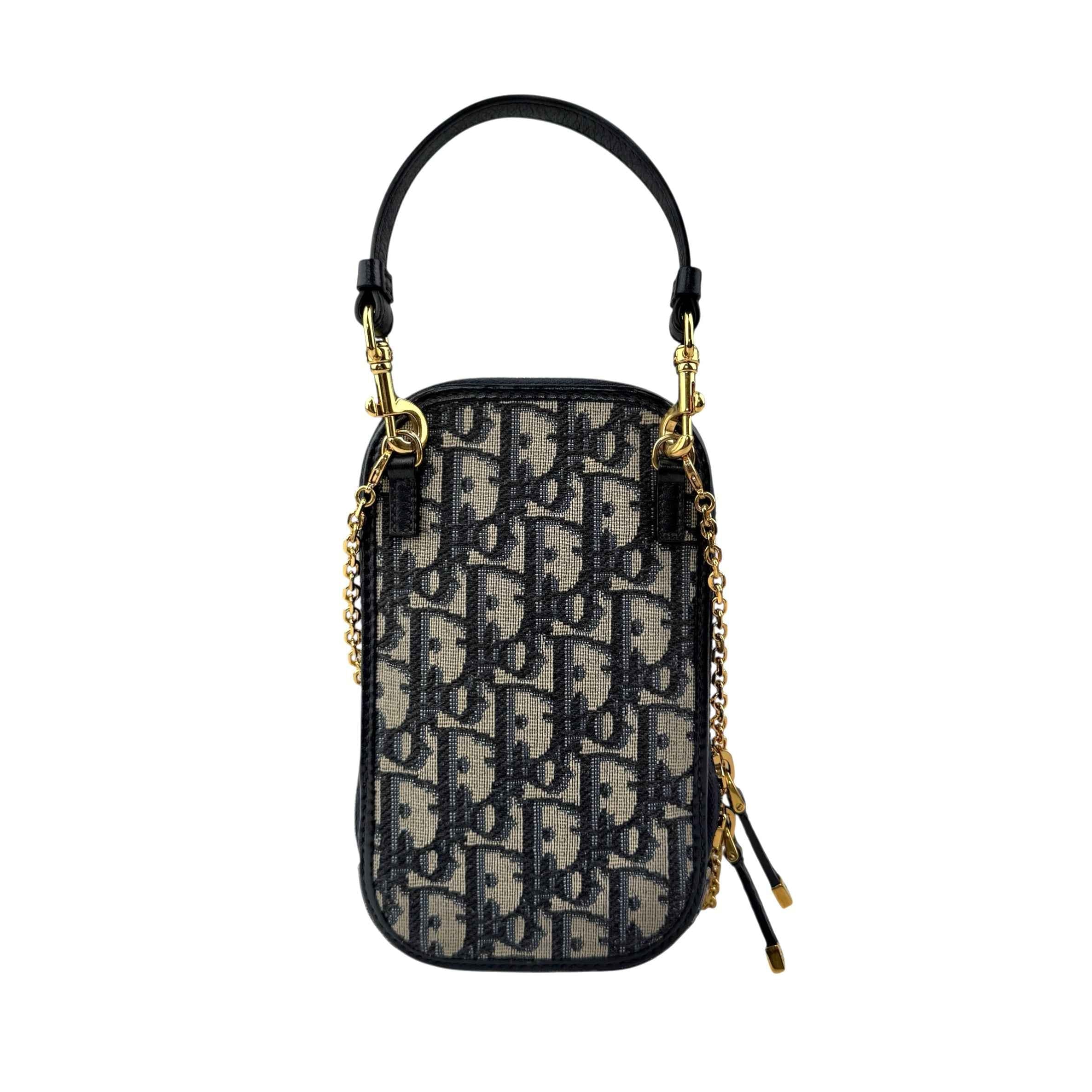 Christian Dior Oblique Canvas Montaigne Call in Dior Phone Holder satchel