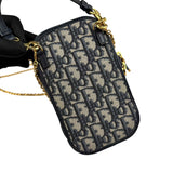 Christian Dior Oblique Canvas Montaigne Call in Dior Phone Holder satchel