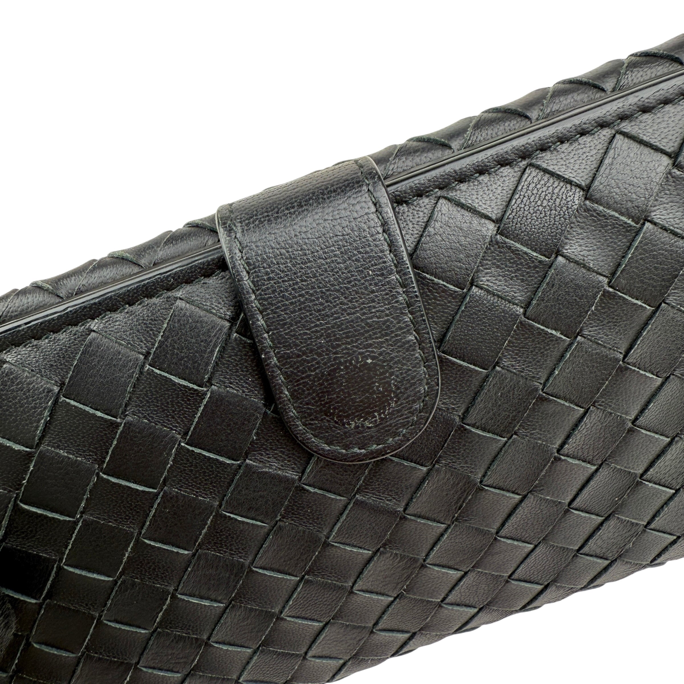 Pre-owned Bottega Veneta Black Intrecciato Woven Nappa Leather Continental Wallet wallet