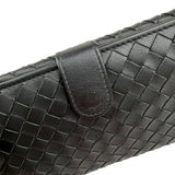Pre-owned Bottega Veneta Black Intrecciato Woven Nappa Leather Continental Wallet wallet