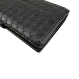 Pre-owned Bottega Veneta Black Intrecciato Woven Nappa Leather Continental Wallet wallet