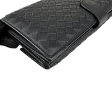 Pre-owned Bottega Veneta Black Intrecciato Woven Nappa Leather Continental Wallet wallet