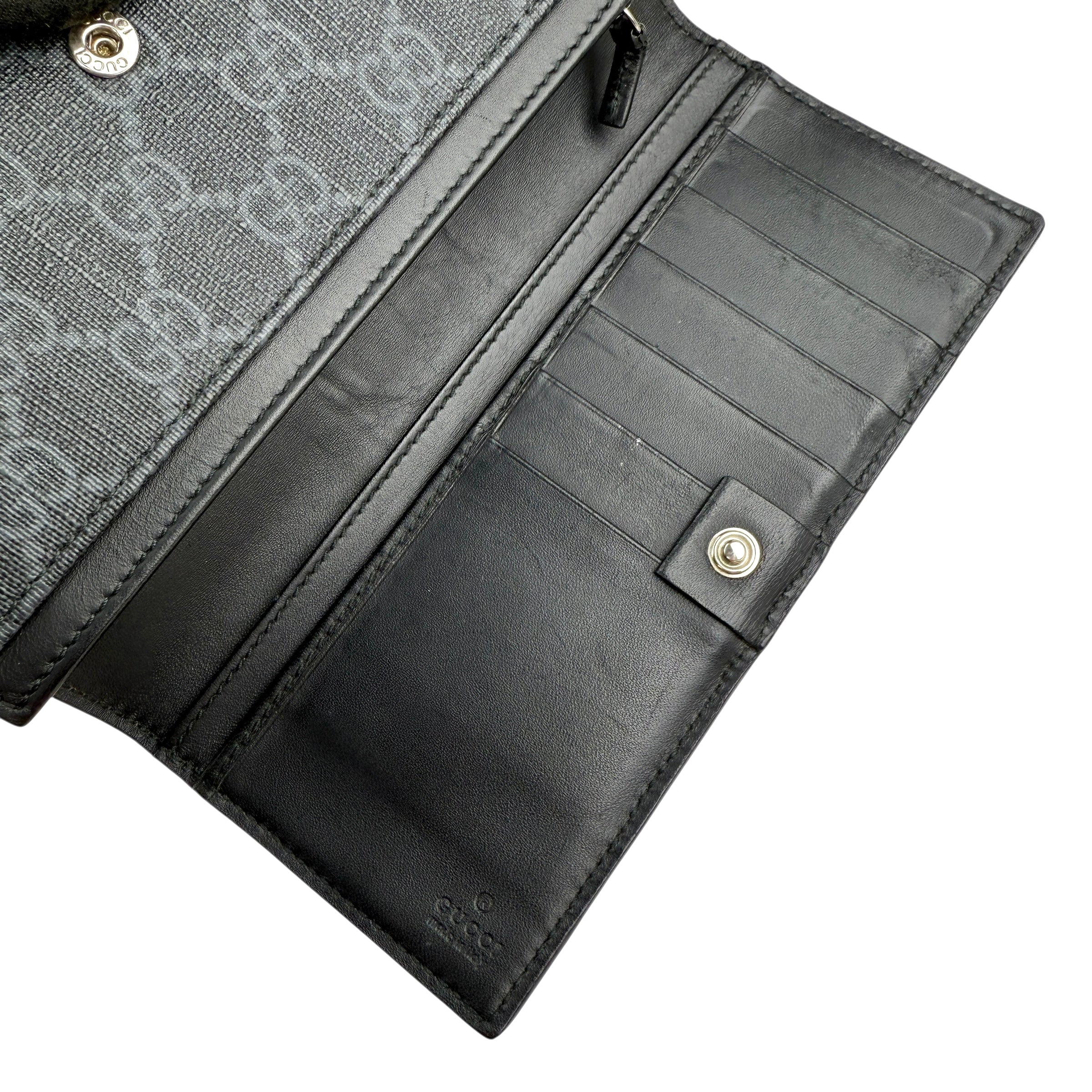 Pre-owned Gucci Black Canvas GG Supreme Web Zip Around Wallet wallet