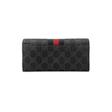 Pre-owned Gucci Black Canvas GG Supreme Web Zip Around Wallet wallet back view