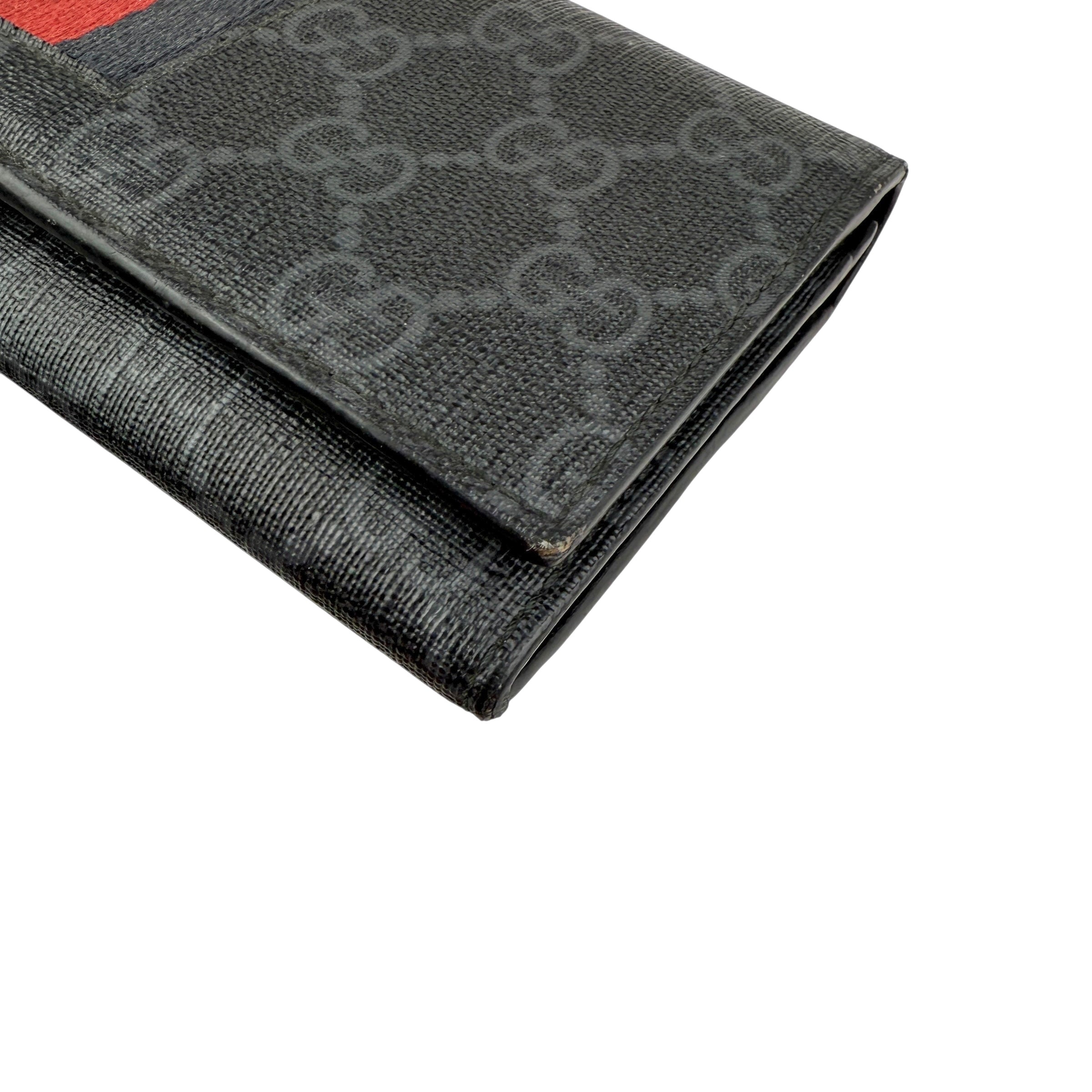 Pre-owned Gucci Black Canvas GG Supreme Web Zip Around Wallet wallet