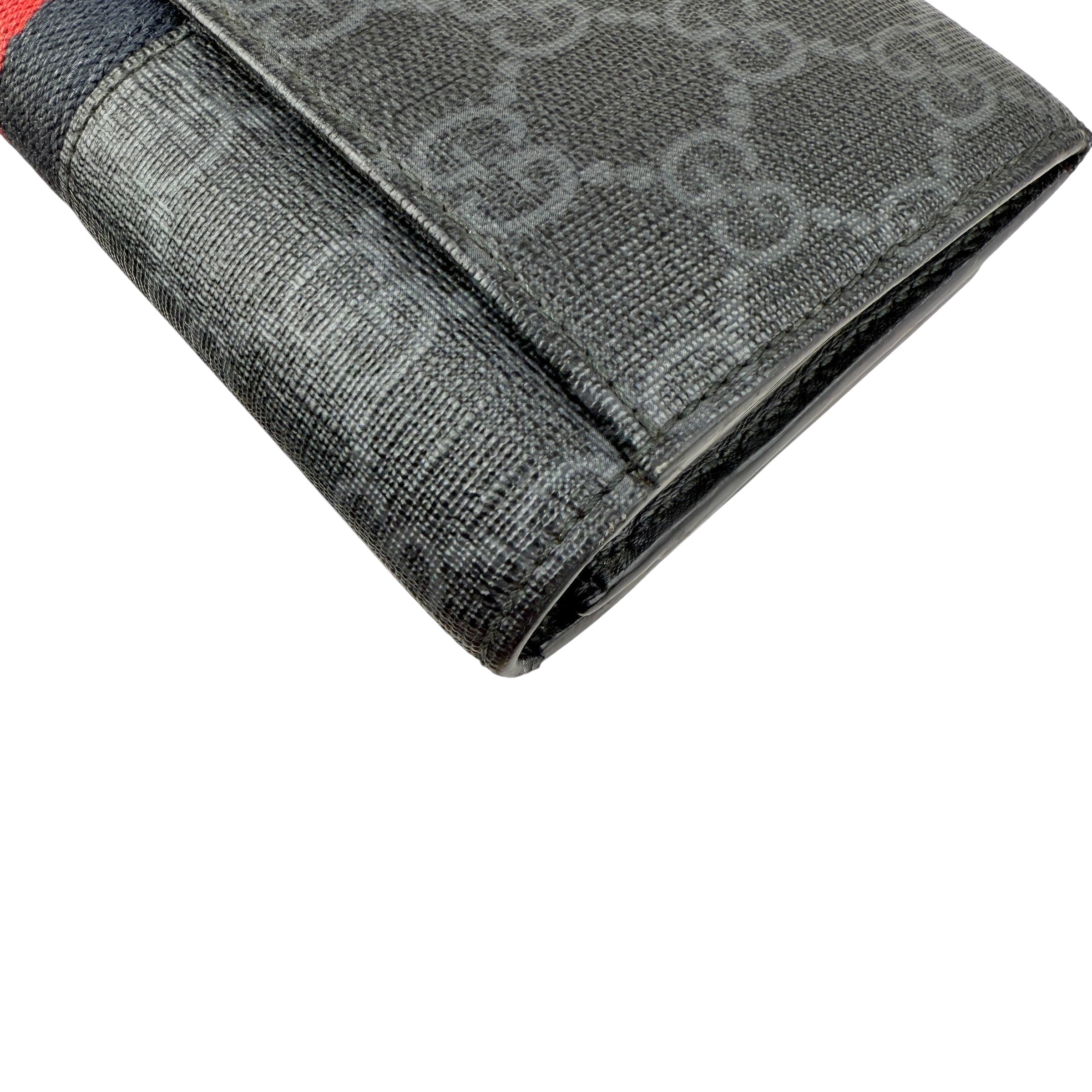 Pre-owned Gucci Black Canvas GG Supreme Web Zip Around Wallet wallet