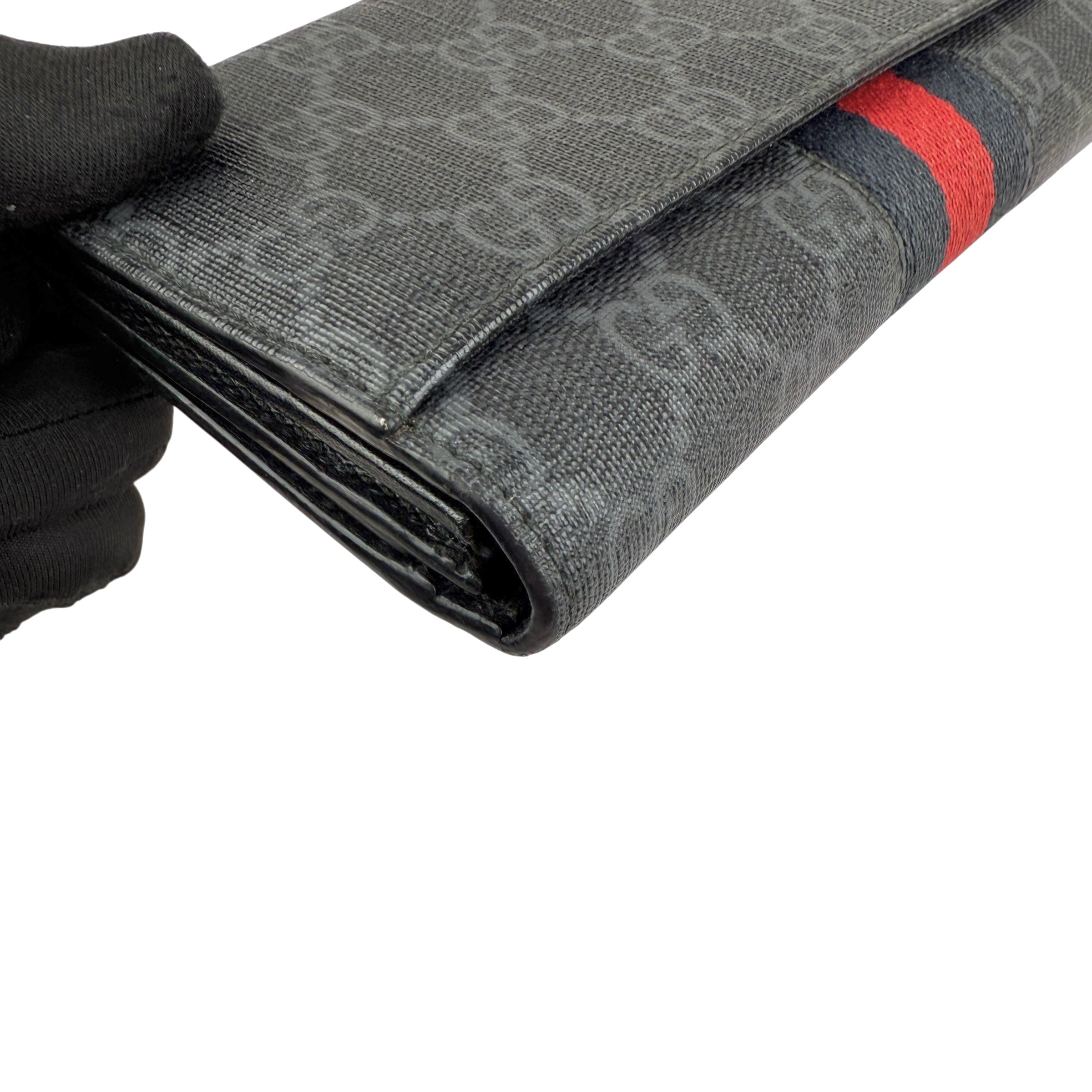 Pre-owned Gucci Black Canvas GG Supreme Web Zip Around Wallet wallet