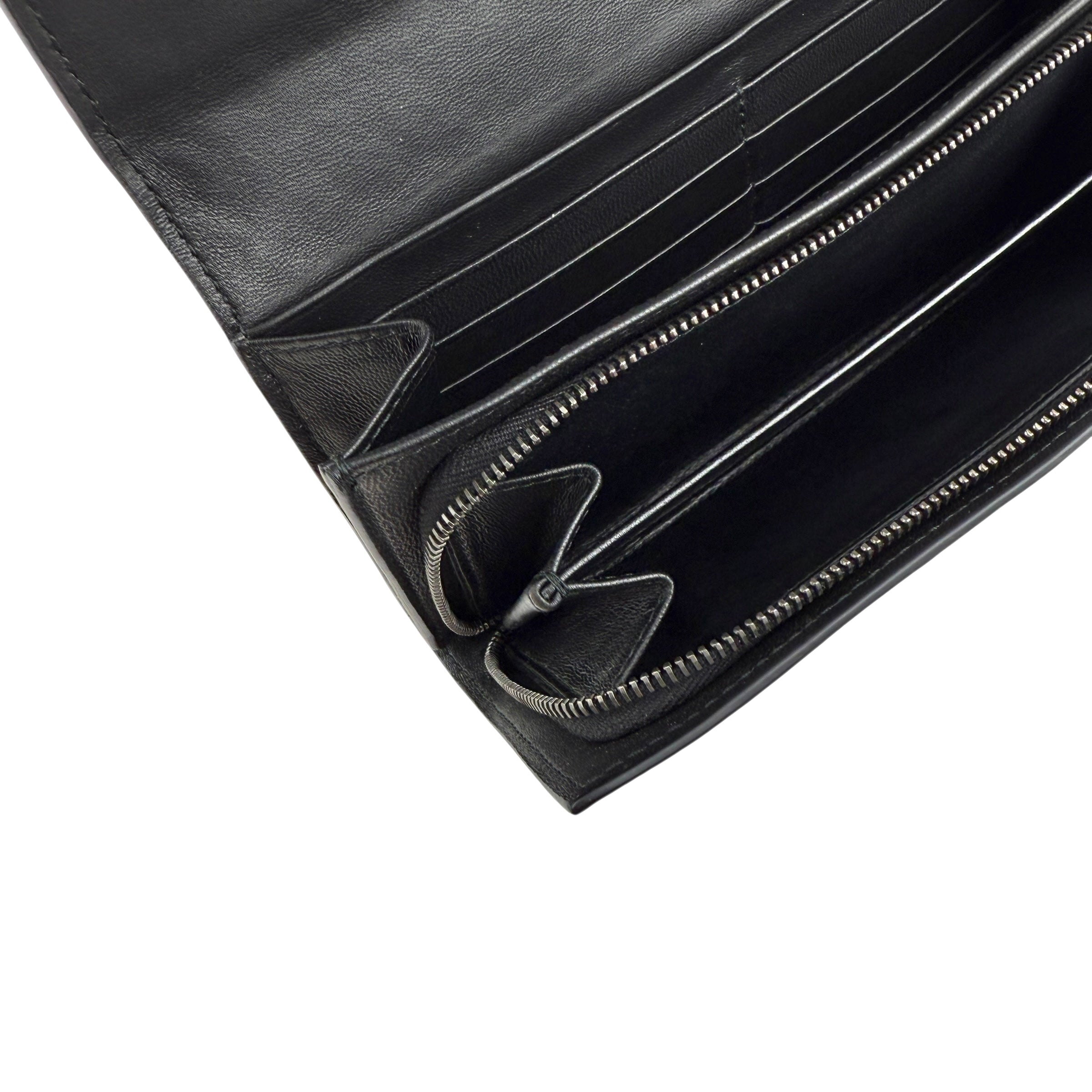 Pre-owned Bottega Veneta Black Intrecciato Woven Nappa Leather Continental Wallet wallet