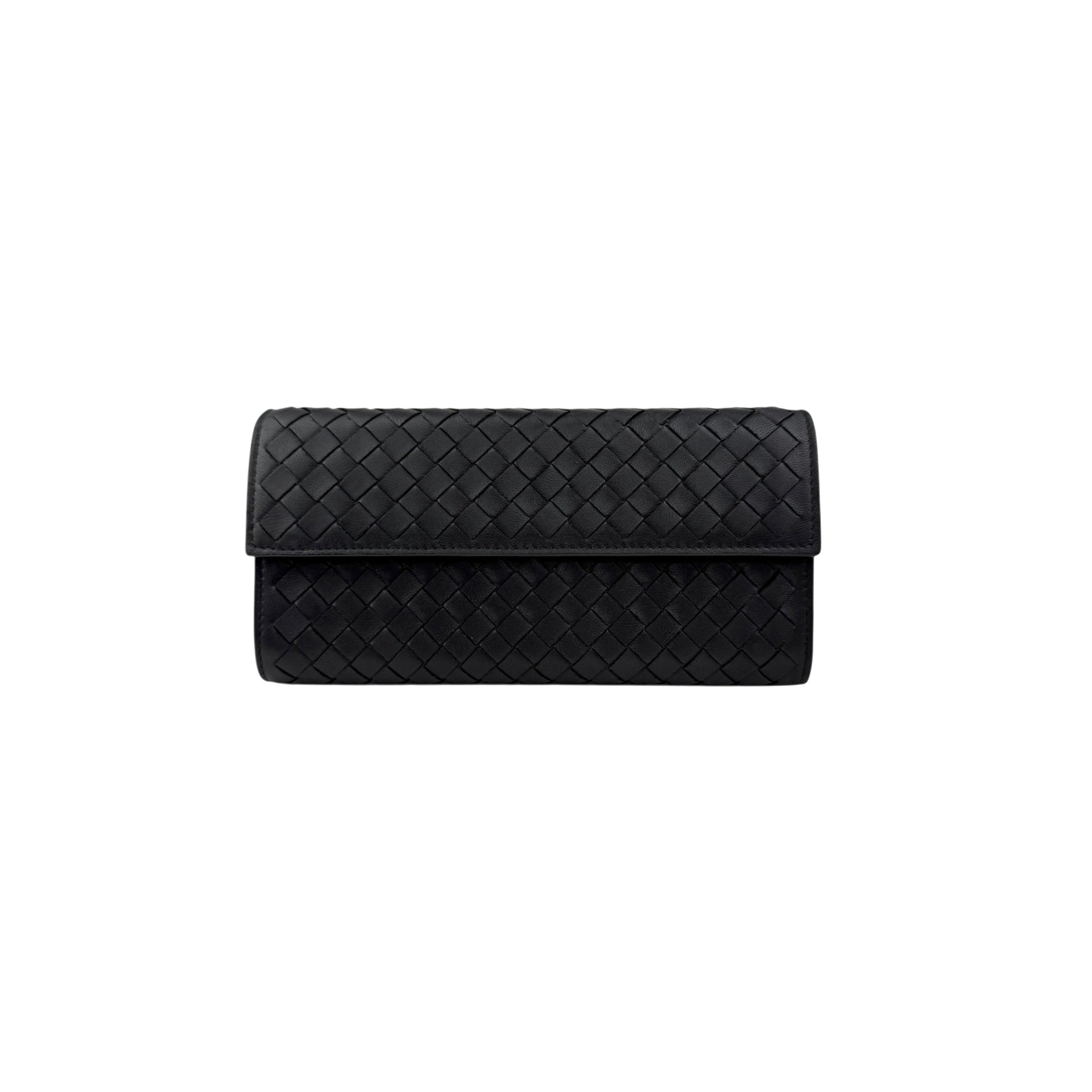 Pre-owned Bottega Veneta Black Intrecciato Woven Nappa Leather Continental Wallet wallet main image