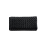 Pre-owned Bottega Veneta Black Intrecciato Woven Nappa Leather Continental Wallet wallet back view