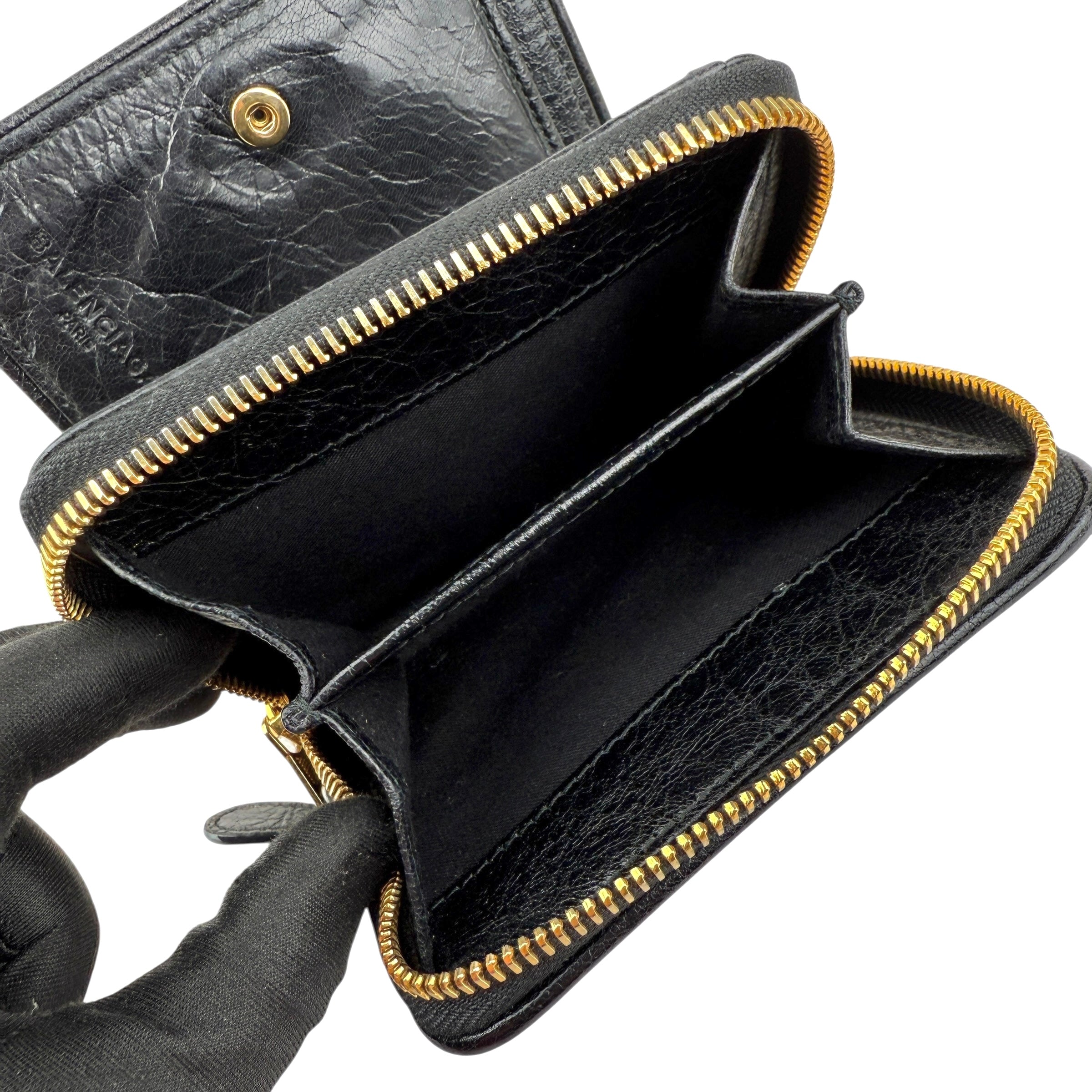 Pre-owned Balenciaga Leather Zip Around Compact Wallet wallet