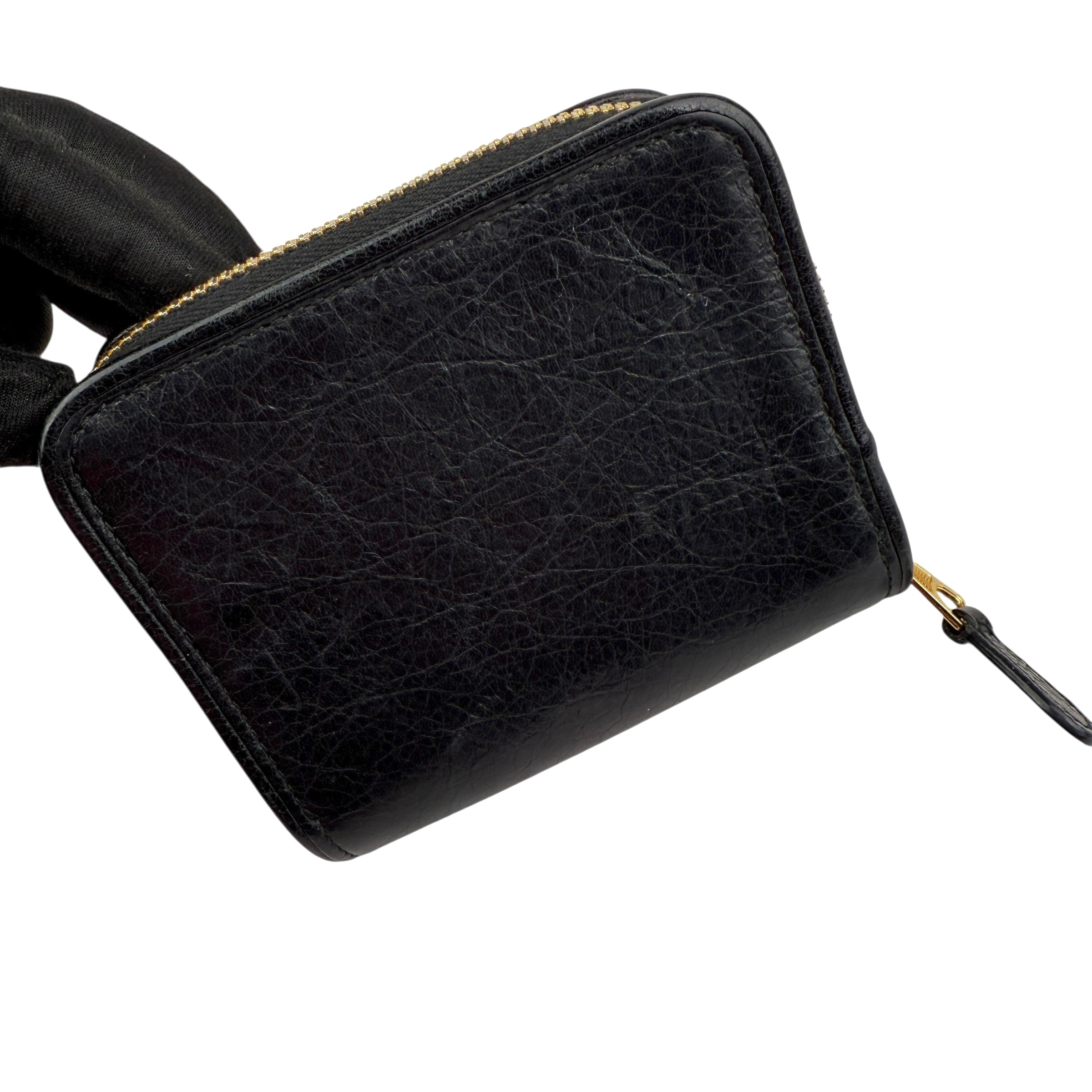 Pre-owned Balenciaga Leather Zip Around Compact Wallet wallet