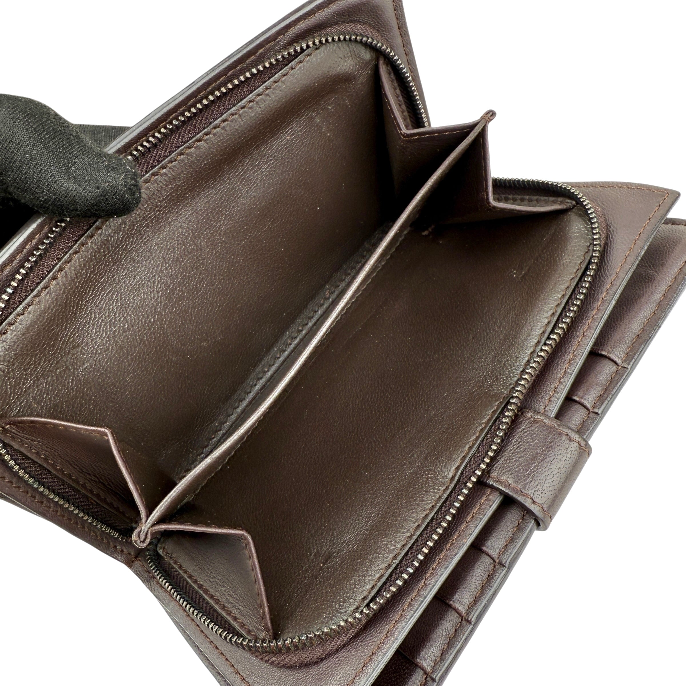 Pre-owned Bottega Veneta Intrecciato Nappa Leather French Flap Wallet wallet