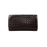 Pre-owned Bottega Veneta Intrecciato Nappa Leather French Flap Wallet wallet back view
